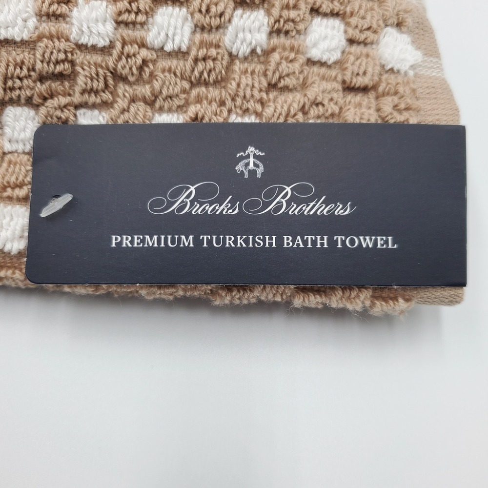 Brooks Brothers 6pc Premium Turkish Cotton Towel Set Tan‎ White Textured Fringed - Picture 5 of 6